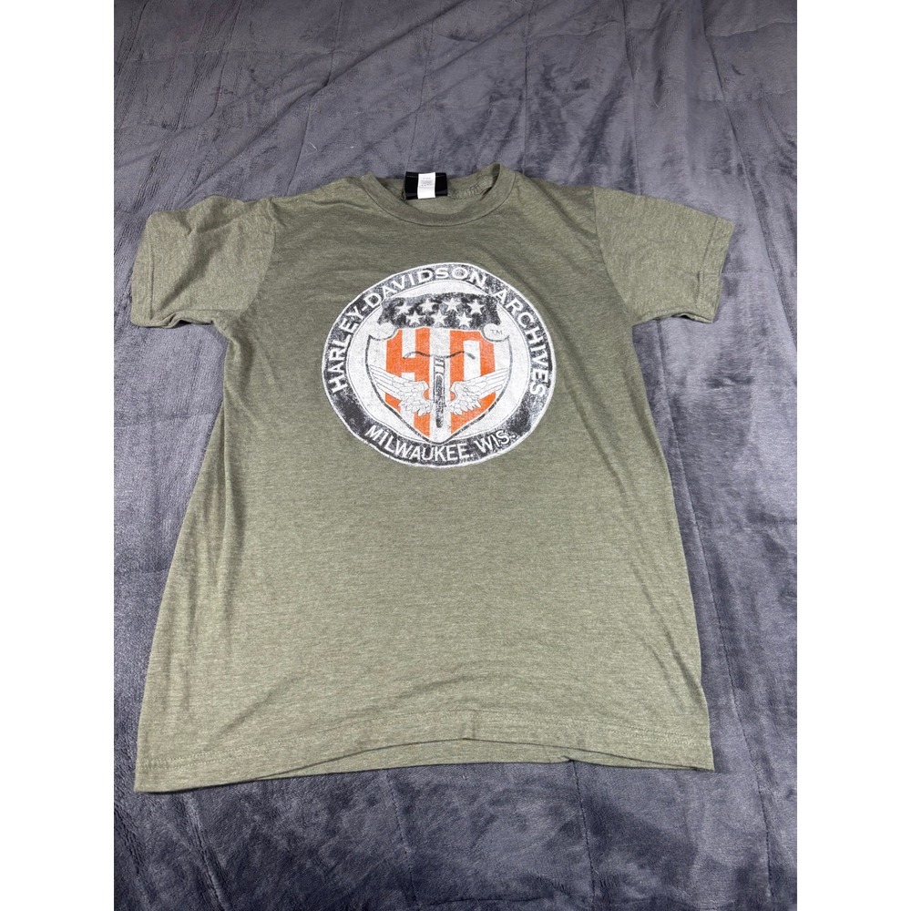 Harley Davidson Museum Archives Milwaukee Wis T-Shirt Mens Small Olive Green S
